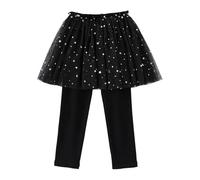 AOOPOO Mädchen Leggings mit Rock Gr. 92/104/116/122/134 Baby Kinder Baumwolle Hosen Röcke Sterne Mond Mustern Fußlose Strumpfhose Leggings mit Tutu Tüllrock für Kleine Mädchen 2-9 Jahre