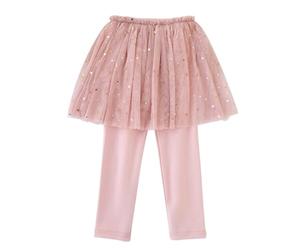 AOOPOO Mädchen Leggings mit Rock Gr. 92/104/116/122/134 Baby Kinder Baumwolle Hosen Röcke Sterne Mond Mustern Fußlose Strumpfhose Leggings mit Tutu Tüllrock für Kleine Mädchen 2-9 Jahre