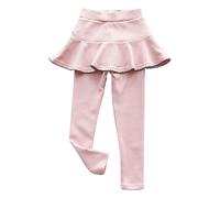 AOOPOO Mädchen Leggings mit Rüschen Rock Gr. 92/104/116/122/134 Baby Kinder Baumwolle Lang Hosen Röcke Fußlose Strumpfhose Leggings mit Tutu Rock für Kleine Mädchen 2-9 Jahre