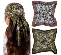 AOOSA 2 Stück Bandana, 70x70cm Große Quadratische Schals für Damen, Grafikdruck Seidentuch, Elegantes satin-Kopftuch für geeignet Haartuch Halstuch Haarschmuck Taschentuch, Geschenk für Damen