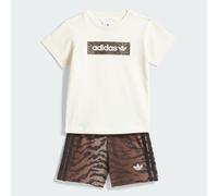 AOP KURZES T-SHIRT-SET Cream White / Night Brown 86