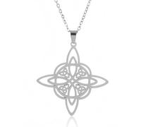 AORHOFJ Halskette Hexenknoten Edelstahl Anhänger Celtic Dreifacher Mond Pentagramm Stempel Erzengel Talisman Schutz Heilige Geometrie Metatron ，kette damen，pandora kette，halskette damen
