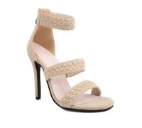 AORUIDA High Heels Für Damen Sommer Stiletto-Absatz Sexy Damen Sandalen Mit Reißverschluss Hinten Hochzeitsschuhe Für Braut Abschlussball Party,Beige,37 EU