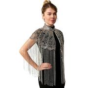 AOSAIXIS Stilvolle Bestickte Polyester Stola Mit Perlendetails, Modischer Schal, Leichtes Design, Perlen Schulterwickel Für Damen, Fransen Abendwickel