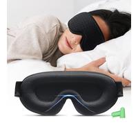 Aosun Schlafmaske für Frauen und Herren, 2024 Upgrade Augenbind, 3D Schlafbrille, 100% lichtblockierende Augenmaske mit Ohrstöpseln