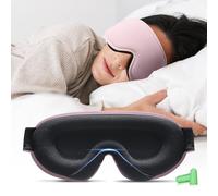 Aosun Schlafmaske für Frauen und Herren, 2024 Upgrade Speziell für Seitenschläfer Optimiertes und Verbessertes Gummiband, 3D Schlafbrille, 100% lichtblockierende Augenmaske mit Ohrstöpseln, Rosa