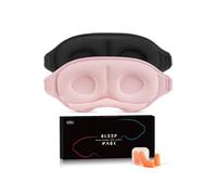 Aosun Schlafmasken für Seitenschläfer, verbesserte 3D-Schlafmaske für Damen und Herren, 100 % lichtblockierend, mit verstellbarem Gummiband und Stöpseln, Schwarz+Rosa7