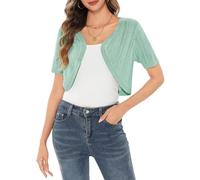 Aottori Damen Bolero Festliche Bolerojacke Kurzarm Elegant Strickjacke Kurz Sommer Cardigan Kurz Leichte Open Front Shrug für Hochzeit Grün S