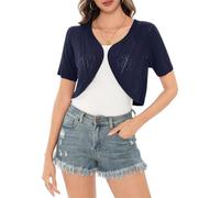 Aottori Damen Bolero Festliche Bolerojacke Kurzarm Elegant Strickjacke Kurz Sommer Cardigan Kurz Leichte Open Front Shrug für Hochzeit Navyblau S