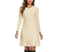 Aottori Strickkleid Damen Pulloverkleid Elegant Winterkleid Kleid Langarm | Herbstkleid, Winterkleider Lang, Rundhals, A-Linie, Figurbetont, Herbst Winter, Büro Freizeit Alltag