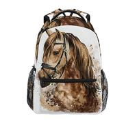 Aotximlat Pferde-Aquarellmalerei-Rucksäcke für Mädchen Jungen Schulrucksack Kinder Büchertasche 3. 4. 5. Klasse Grundschule Reise Laptop Umhängetasche Studenten Daypacks, siehe abbildung, One size