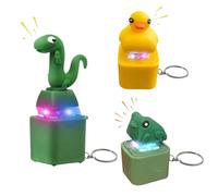 AOUZOVLI 3 Stück Schlüsselanhänger Mit Sound, Neo Click Ente + Lizard Button + Frosch Keychain, mit Licht- und Toneffekten Sowie USB-Ladefunktion - Stressabbau und Entspannung Für Körper und Geist