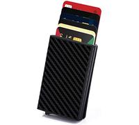 Aovaza Kreditkartenetui mit RFID Schutz, Leder Kartenetui Geldbörse Herren Portemonnaie mit Geldklammer und Münzfach (Kohlenschwarz)