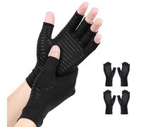 AovYoo 2 Paar Arthrose Handschuhe mit Kupfer,Fingerlose Kompressionshandschuhe,Arthriti Gaming Handschuhe für Arbeit Schlafen Sport,Bietet Halt und Wärme für die Finger (L)