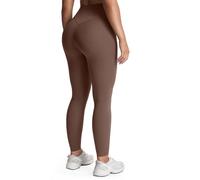 Aoxjox Workout-Leggings mit hoher Taille für Damen, Bauchkontrolle, weich, Yoga, Metamorph, tiefer V-Ausschnitt, 66 cm, Fudge Coffee, S