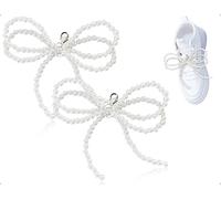 AOYEGIC 2 Stück Schuhschmuck mit Perlen und Schleife,Schuh Accessoires für DIY Schnürsenkel Anhänger,Sneakers,Süß Schnürsenkel Spitze für den Alltag von Frauen