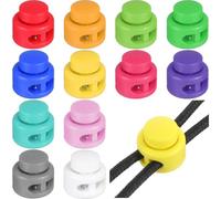 AOZUO 12 Stück Kordelstopper 2 Loch,Farben Kordel Stopper,Kordelklemme Paracord Verschluss aus Kunststoff In Verschiedenen Knebel Federstopper Schiebeverschluss Knöpfe Kordelverschluss für Rucksäcke