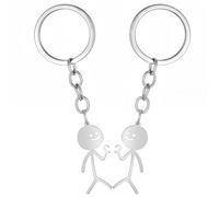 AOZUO 2 Stück Partner Schlüsselanhänger Partner,Schlüsselanhänger Paar Herz Finger Geschenk Keychain Freundschafts Lustiges Edelstahl Stickman Fernfreundschaft Schmuck für Partner Männer Frauen