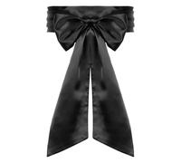 AOZUO Satin Breiter Gürtel Damen Für Kleid, 244cm Lang 9.5 cm Breit Gürtel Damen Taillengürtel Schleife Schärpengürtel Für Hochzeiten Kleidergürtel Brautgürtel Für Brautkleid und Party(Schwarz)