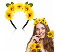 AOZUO Sonnenblume Haarreif Blumen,Blumen Haarreif,Sonnenblumen Haarschmuck Stirnband Dekoratives Haarband Stirnbänder für Fotografie Requisiten Maskerade Karneval Party Frauen Mädchen