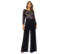 APART Abendoverall im Materialmix aus elastischer und plastischer Spitze, Nachtblau-Nude, 44