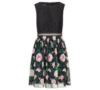 APART Cocktailkleid im Materialmix aus Spitze und Allover bedrucktem Chiffon, Nachtblau-Multicolor, 38