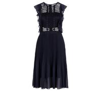 APART Cocktailkleid Kleid aus semitransparentem Georgette und transparenter Netzware, Nachtblau, 40