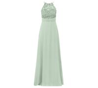 Apart Damen Chiffon Spitze langes Abendkleid, Neckholder Hochzeitskleid, stylischer schmaler Cut-Out im Rücken, ärmelloses Partykleid, Nackenträger, Reißverschluss in der hinteren Mitte, Mint
