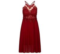 APART Fashion Cocktailkleid aus Chiffon, Mesh und Spitze, Bordeaux, L, 71999