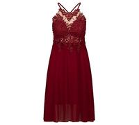 APART Fashion Cocktailkleid aus Chiffon, Mesh und Spitze, Bordeaux, M