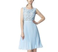 APART Fashion Damen Dress with Lace Partykleid,per Pack Blau (hellblau hellblau),36 (Herstellergröße:36)