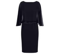 APART Fashion Damen Etuikleid, Rundhalsausschnitt vorne und V-Rücken, knielanges Kleid, Chiffon-Cape-Overlay, Slim Fit Cocktailkleid, Spitzenmieder, formelles Hochzeitsgastkleid