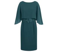 APART Fashion Damen Etuikleid, Rundhalsausschnitt vorne und V-Rücken, knielanges Kleid, Chiffon-Cape-Overlay, Slim Fit Cocktailkleid, Spitzenmieder, formelles Hochzeitsgastkleid