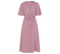 APART Fashion Damen Midikleid aus Satin, Wickelkleid mit V-Ausschnitt, kurze Volantärmel, Gürtel mit hoher Taille, fließender A-Linien-Rock, Abendliches Partykleid, Hochzeit Gast Outfit,Cocktail-Kleid