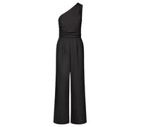 APART Fashion Damen One-Shoulder-Overall, eleganter Overall mit weitem Bein, stilvolles Abendoutfit, formelle Partykleidung, ärmelloser Hosenanzug mit Taschen, Sommer langer Playsuit