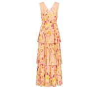 APART Fashion Damen Plissee Abendkleid, Blumenmuster, Tiefer V-Ausschnitt, Ärmelloses Sommerpartykleid, Langer Stufenrock, Elegantes Maxikleid, perfekt für Hochzeiten und besondere Anlässe