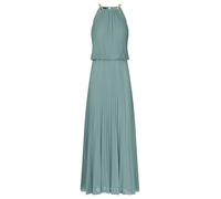 APART Fashion Damen Plissee-Maxikleid, Neckholder-Abendkleid, Elegantes Hochzeitsgastkleid, Silberne Kettenträger, Chiffonkleid, ärmelloses Partyoutfit, fließendes langes Kleid