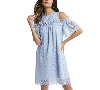 APART Fashion Damen Spitzenkleid Kleid, per Pack Blau (hellblau hellblau), 40 (Herstellergröße: 40)