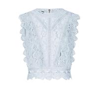 APART Fashion Damen Spitzentop, ärmellose Bluse, Rundhalsausschnitt florales Spitzenhemd, Wellensaum Partykleidung, schickes Sommeroberteil, Reißverschluss Rücken Abendbluse