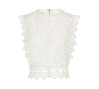 APART Fashion Damen Spitzentop, ärmellose Bluse, Rundhalsausschnitt florales Spitzenhemd, Wellensaum Partykleidung, schickes Sommeroberteil, Reißverschluss Rücken Abendbluse