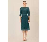 APART Spitzenkleid mit Schleifen-Gürtel, dunkelgrün, 38