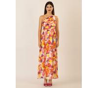 APART One-Shoulder Chiffonkleid mit Plissee- Drapierung vorne und Smoke- Einsatz hinten, pink-Multicolor, 42