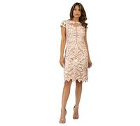 APART Kurzes Allover aufwendig bestricktes Meshkleid, Rose-Creme, 42