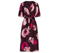 APART Midi Satinkleid aus mattschimmerndem Satin mit Allover Blumendruck, Pflaume-Multicolor, 44