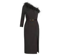 APART One-Shoulder Cocktailkleid mit Federbesatz, schwarz, 46