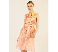 APART kurzes Plisseekleid aus leicht körnigem, bedrucktem und plissiertem Chiffon, Rose-Multicolor, 38