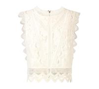 APART Spitzentop mit Spitzenkragen und Reißverschluss, Creme, 36