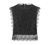 APART Spitzentop mit Spitzenkragen und Reißverschluss, schwarz, 44