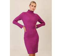 APART Rippenstrickkleid mit Rollkragen, lila, 40
