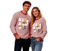 Aperol Ringelshirt Herren Damen Kolle Alaaf Rot-Weiss Karneval Breit Gestreiftes T Shirt Langarmshirt Rundhals Sweatshirt Oberteile Lang Pulli Männer Fasching Streifenshirt (Red, XL)